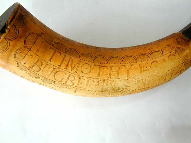 Historically Important Revolutionary War "BUNKER HILL" Powder Horn Inscribed 'Timothy Bugbee, 1774' — image 2