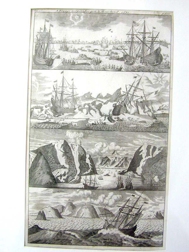 A Rare Late 17th Century Whaling Print plus the Frontispece from John Harris's VOYAGES & TRAVELS Published in 1705 — image 6