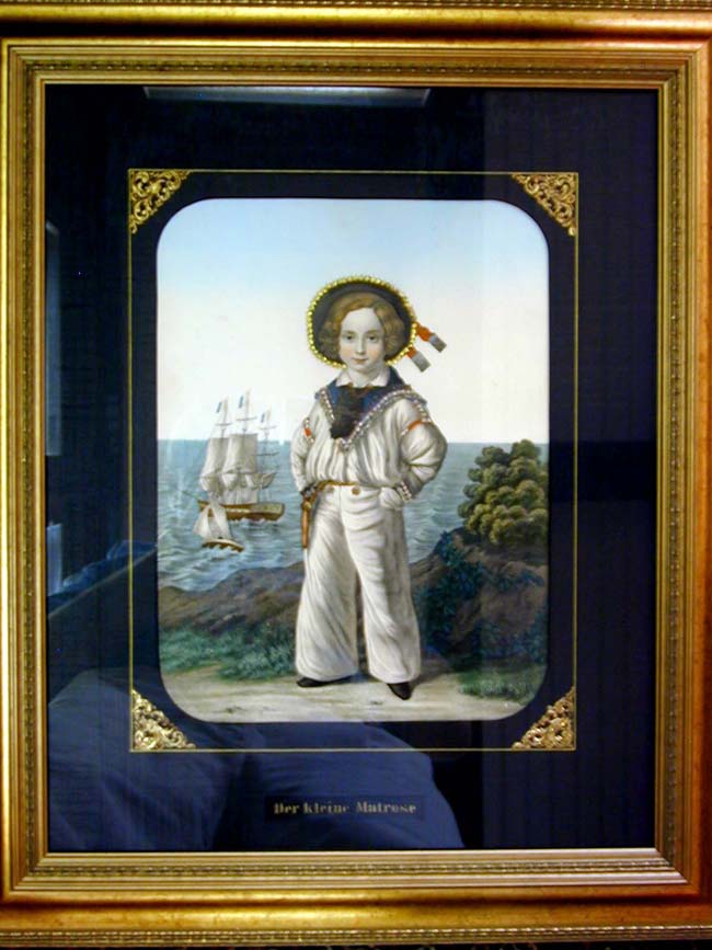 A Beautiful Pair of Antique Decoupage Handcolored Lithographs of a Sailor Boy and a Young Girl. — image 3