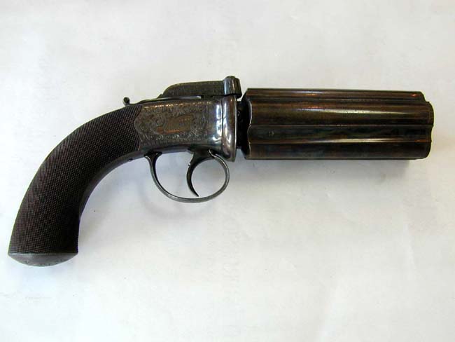 An Exceptionally Fine Five-Shot Percussion Large Caliber PEPPERBOX Revolver Circa 1848