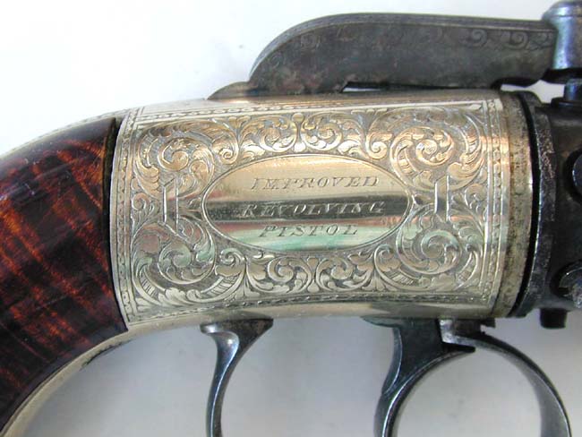 A Cased English Six Shot Percussion PEPPERBOX Revolver circa 1860 With All Original Accessories — image 3