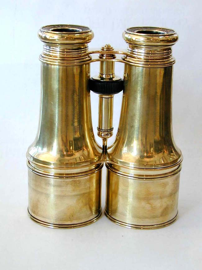 An All-Brass Pair of Antique 19th century Military Binoculars Signed "LeMaire, Paris" circa 1880
