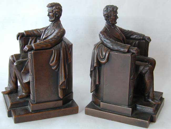 A Pair of Lincoln Memorial Bronze Antique Bookends made by Jennings Brothers circa 1930 — image 2