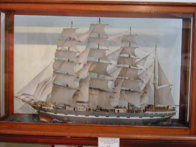 Outstanding and Highly Detailed 19th C.Waterline Model of the four-Masted Steel-Hulled Barque "AJAX"