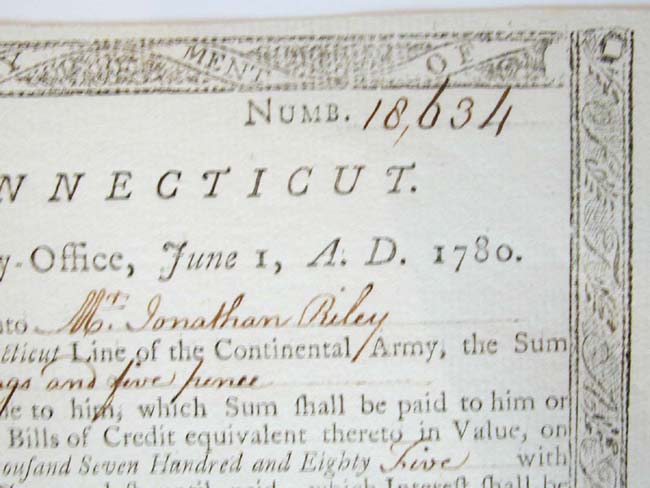 A Fine Uncancelled Revolutionary War Note Payable to Jonathan Riley, Commander of the Privateer 'HERO' — image 2