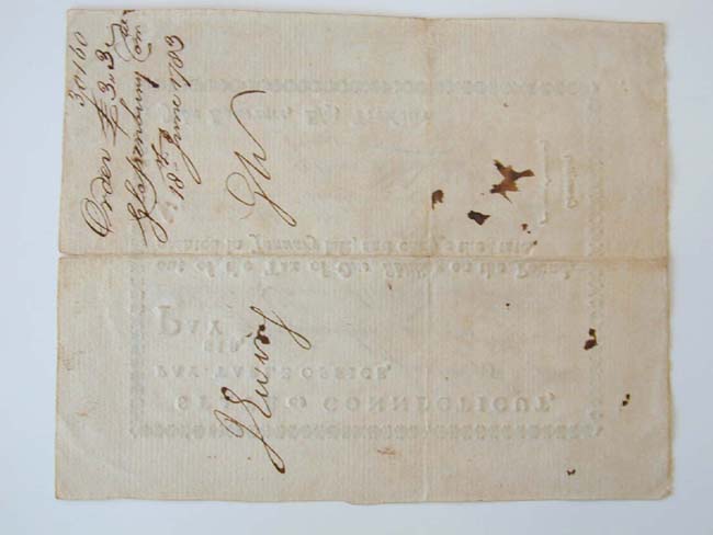 A Revolutionary War Note issued By the State of Connecticut to the Town of GLASTONBURY — image 2