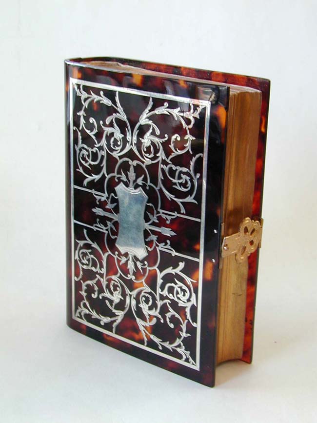 Fabulous Silver Inlaid Tortoiseshell Prayer Book circa 1880