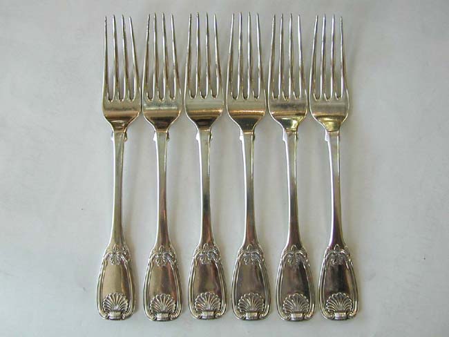 A Fine set of 6 Scottish Sterling Silver King's Pattern Dinner Forks by Robert Gray, Edinburgh,1821