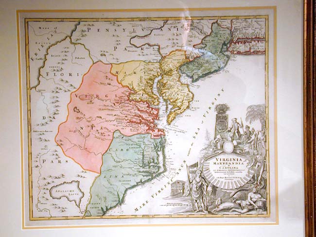 A Fine and Rare Early 18th century Map of Virginia, New Jersey and the Carolinas by Homann Ca. 1714 — image 3