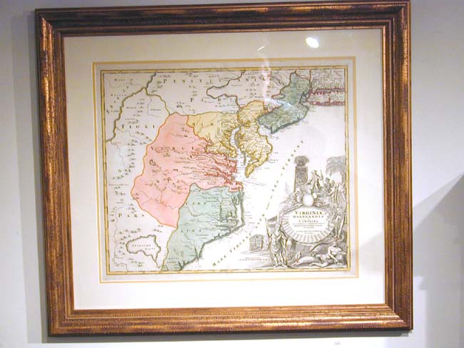 A Fine and Rare Early 18th century Map of Virginia, New Jersey and the Carolinas by Homann Ca. 1714 — image 2
