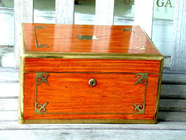 A China Trade Period Brass Bound Camphorwood Dressing Case Circa 1830