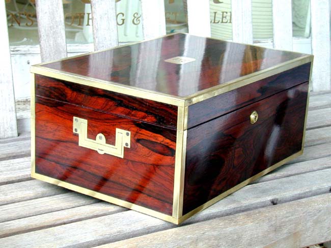 An Outstanding English Brass Mounted Rosewood Gentleman's Dressing Case Circa 1820