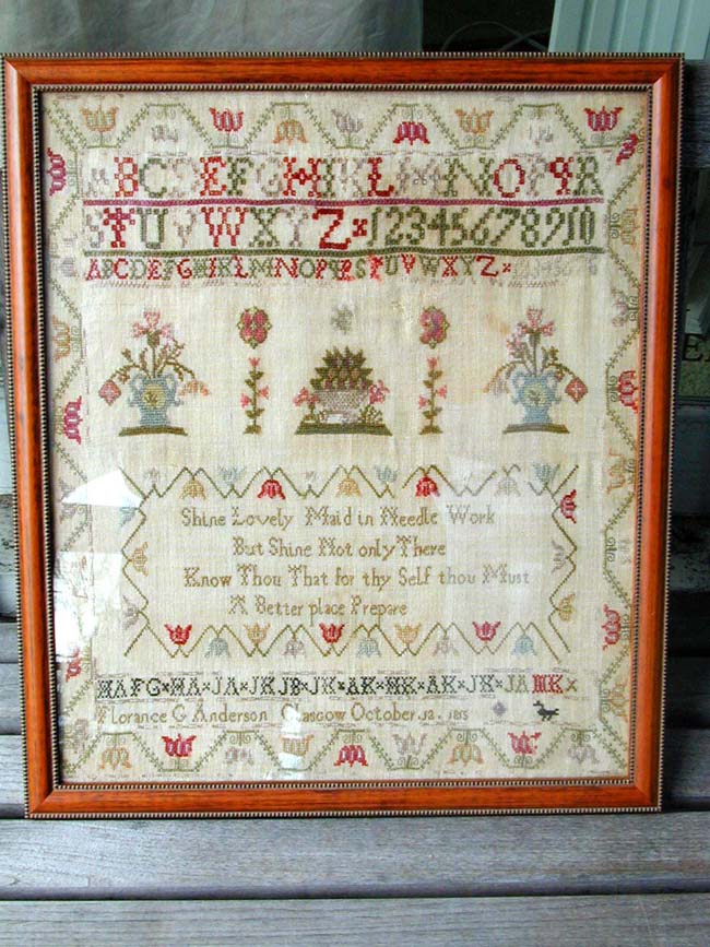 A Scottish School Girl Needlework Sampler signed Florence G. Anderson, Glasgow, October 12, 1815