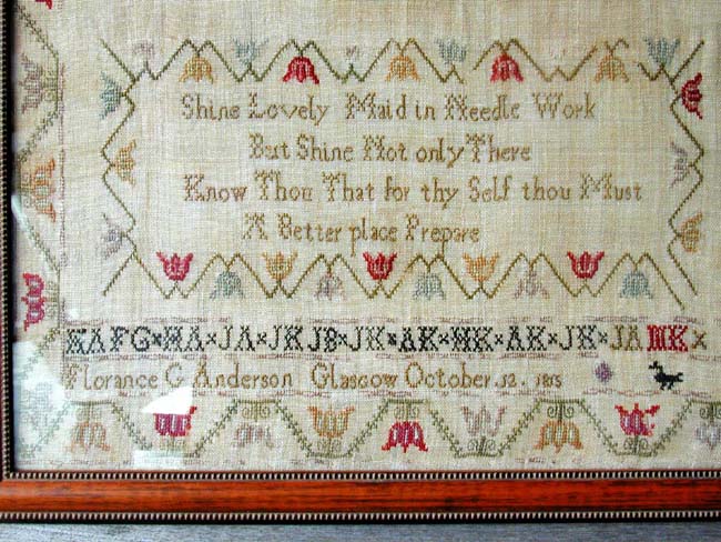 A Scottish School Girl Needlework Sampler signed Florence G. Anderson, Glasgow, October 12, 1815 — image 2