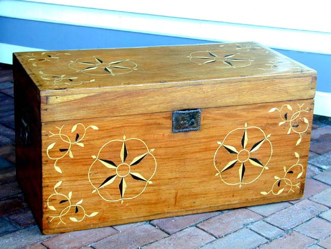 A Six-Board Seaman's Trunk With Inlaid Stars circa 1870