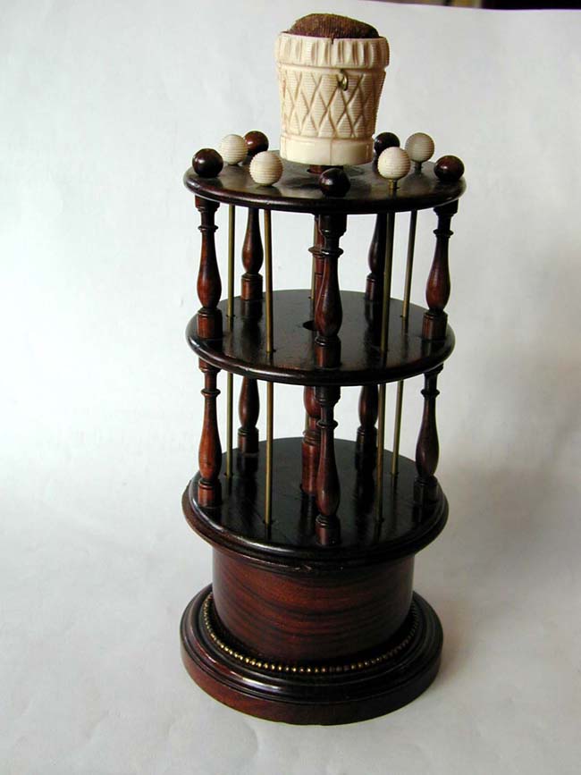 An Early 19th Century English Rosewood Sewing Stand with Bone Mounts