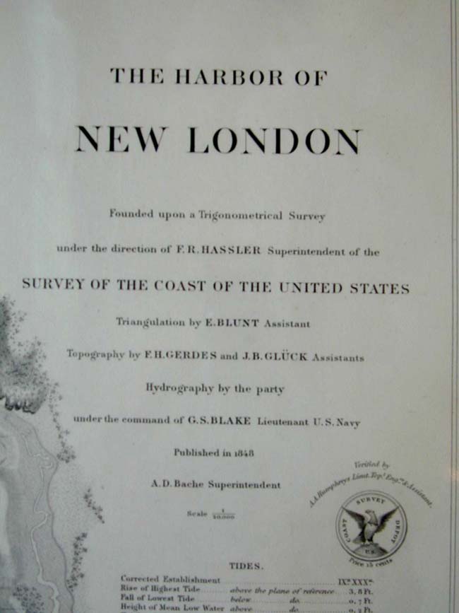 An Antique U.S. Coastal Survey Chart of the Harbor of New London, CT., Published in 1848