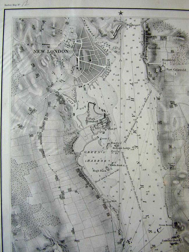 An Antique U.S. Coastal Survey Chart of the Harbor of New London, CT., Published in 1848 — image 2