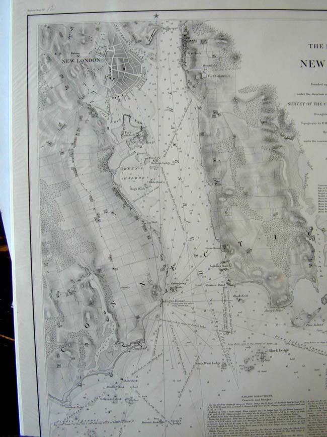 An Antique U.S. Coastal Survey Chart of the Harbor of New London, CT., Published in 1848 — image 3